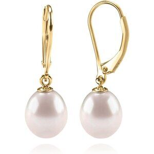 🆕Women Gold Quality Freshwater Cultured Pearl Dangle Stud Pearl Earrings